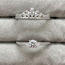 925 Sterling Silver Wedding Crown Stackable Crown Ring