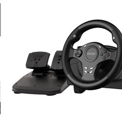 DOYO Gaming Steering Wheel with Pedals for PC/PS4/PS3/Xbox One/360/SWITCH Realistic Racing Experience