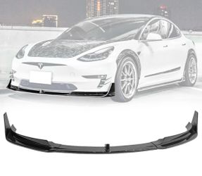 17-23 Tesla Model 3 V Style Gloss Black Front Bumper Lip