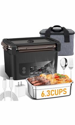 2026 Upgraded Cordless Electric Lunch Box for Adults, 20,800mAh Rechargeable Heated Lunch Box with Even Heating, XL 6.3 Cup Self-Heating Lunch Box for