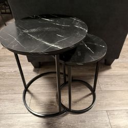 Black Marble Nesting Side Tables (Set of 2)