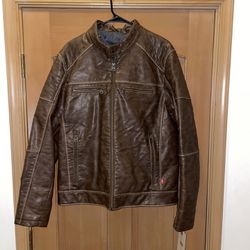 New Levi’s Brown Faux Leather Biker Jacket Medium, retails for 180.00.
