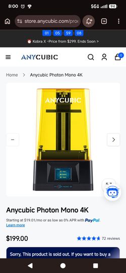 Anycubic Photon Mono 4K Resin 3D Printer