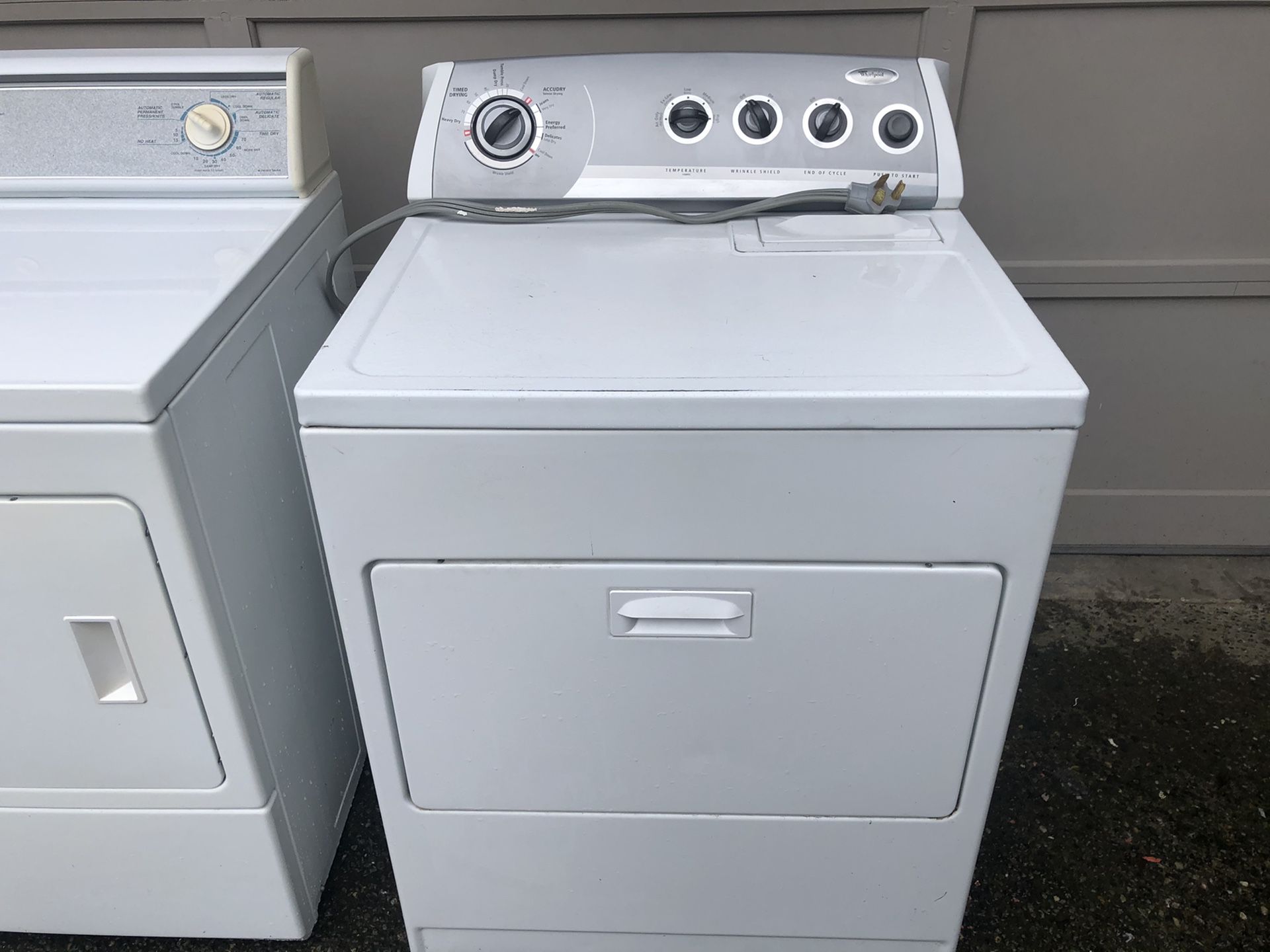 Amana washer and dryer. Large capacity! Both worked great. $150 for both! Dryer is gas. Also, whirlpool dryer. Large capacity works excellent!!!!!