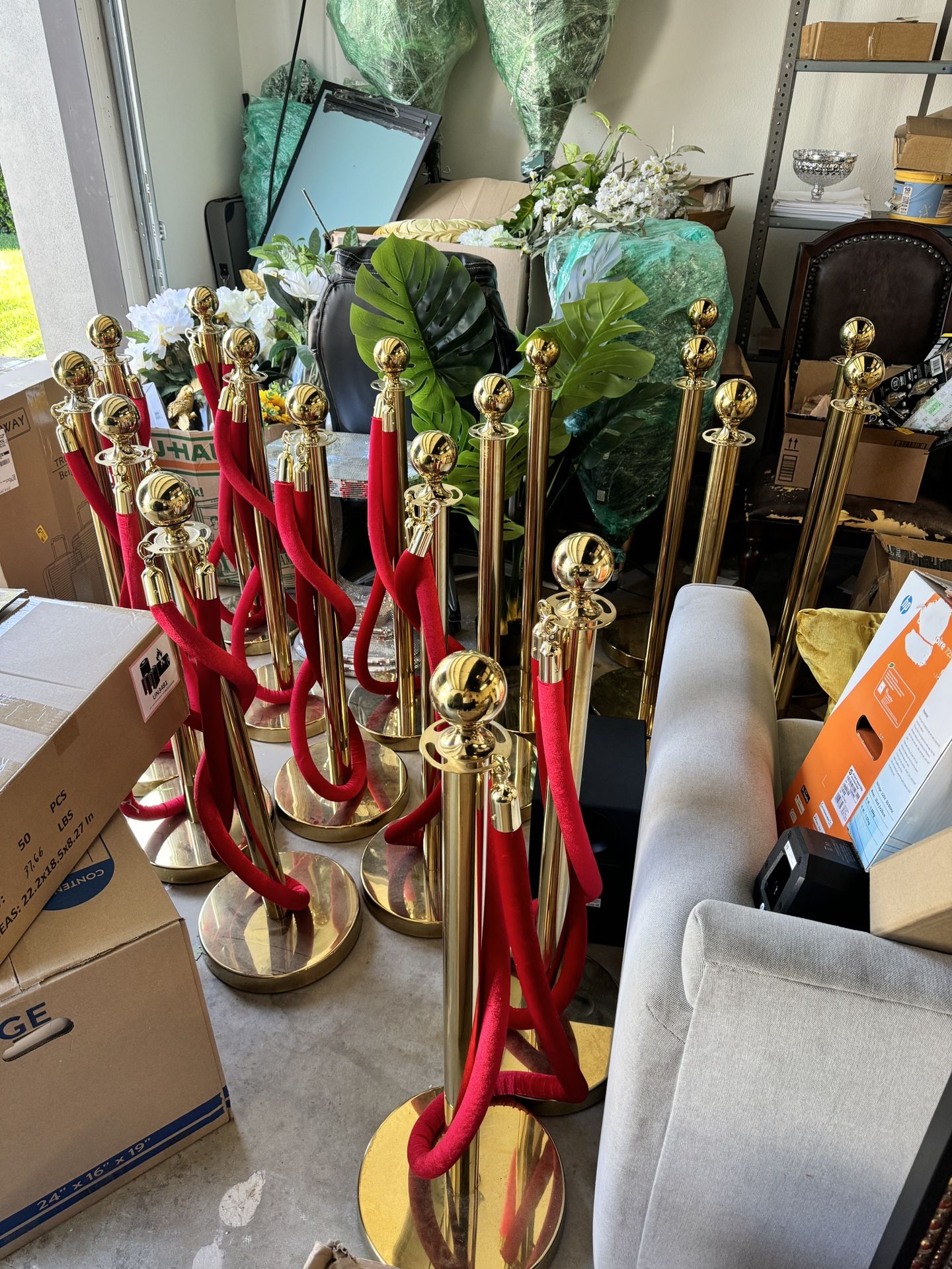 Red Velvet Gold Stanchions + Red Carpet