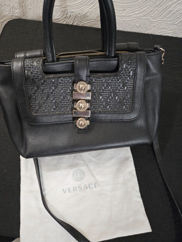 Vintage Versace Jeans Black Leather Purse