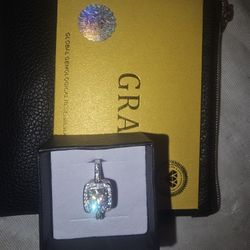 Sterling Silver Moissinte Ring Adjustable 