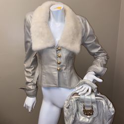 Leather Jacket And Mink Colllar Bomber Jacket 