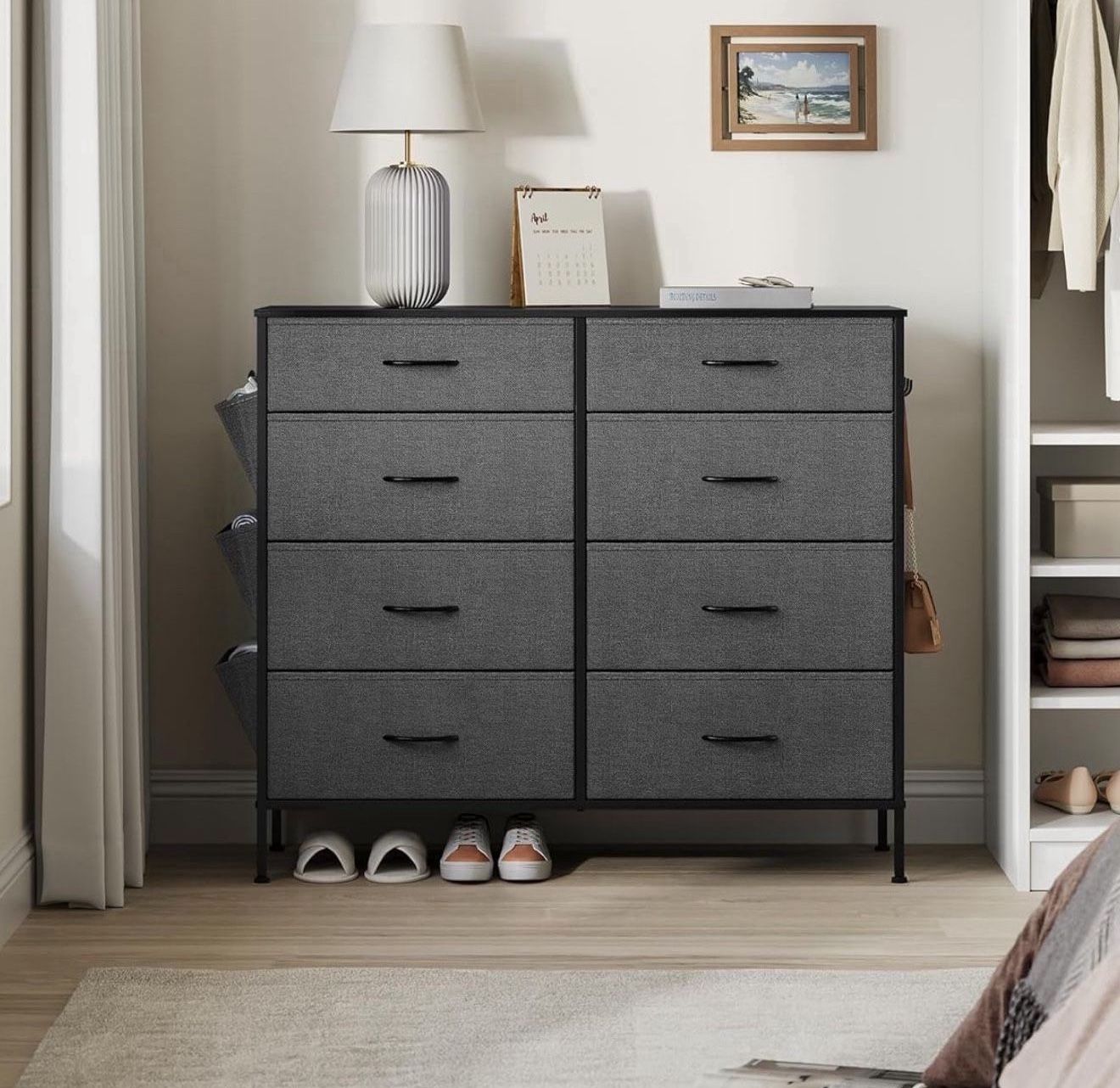 8-Drawer Dresser for Bedroom, Chest of Drawers with Side Pockets, Drawer Dividers, Fabric Storage Organizer for Closet, 13.8 x 42.1