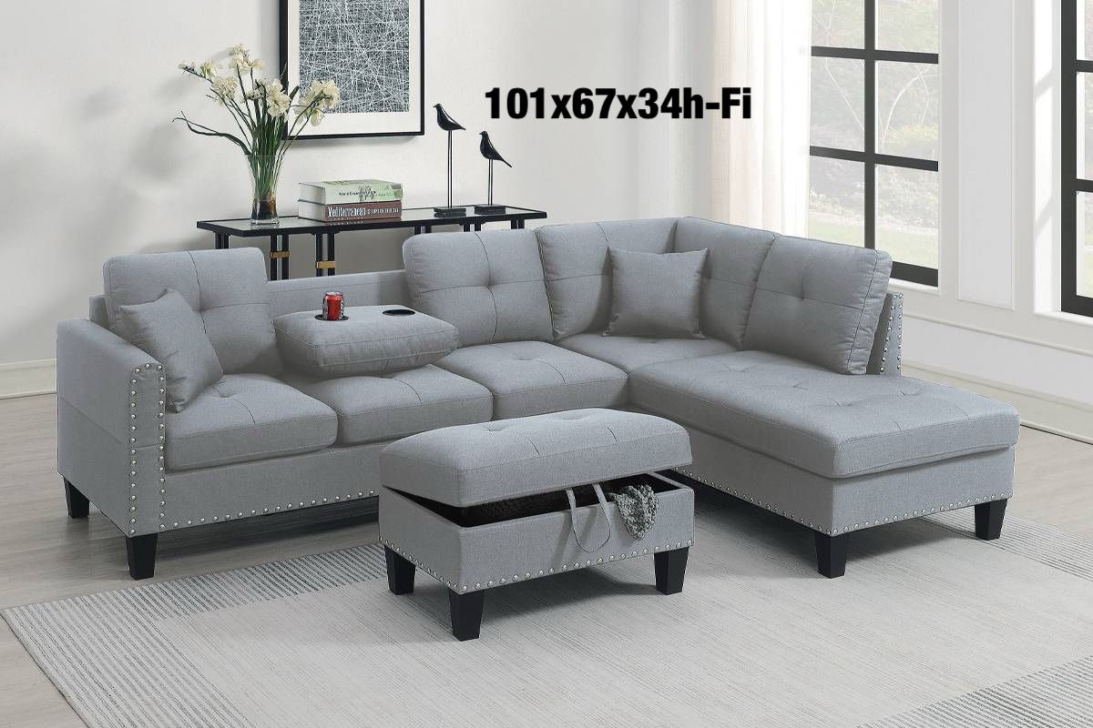 $349 Sectional With Storage Ottoman 
