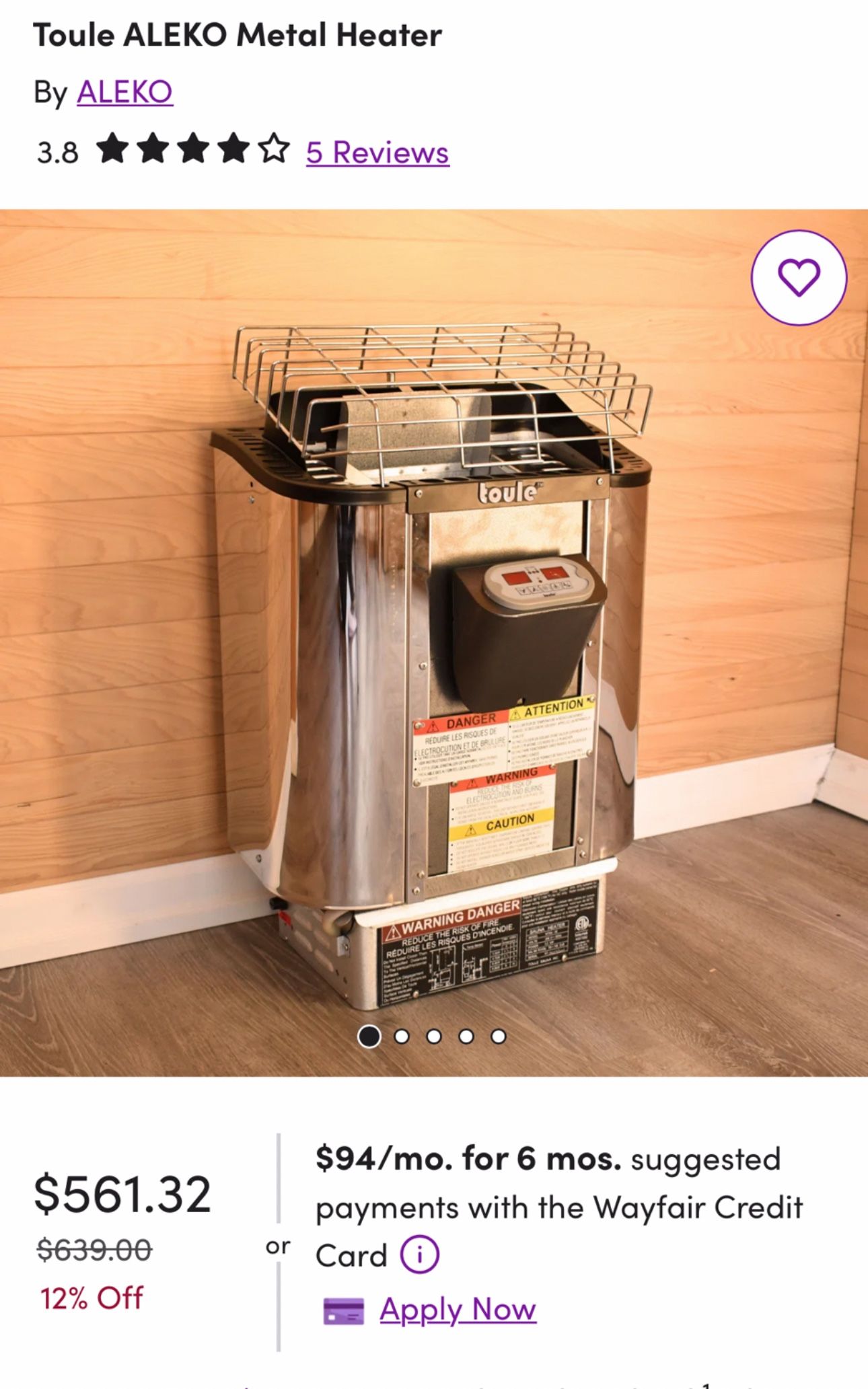 Heater For Sauna - Toule Aleko Metal Heater