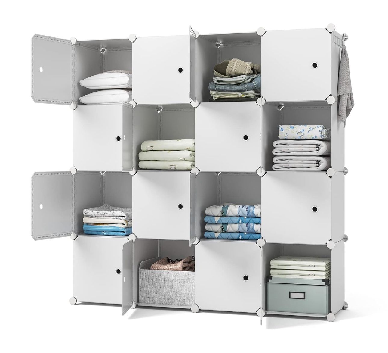 16-Cube Storage with Doors, White