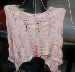 Soft pink poncho with fuscia pink necklace (S/M)