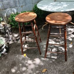 Pair of sturdy wood bar stools