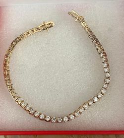 Pulsera Caña Gold Filled Piedras Zircon Joyería Antigua 