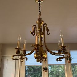 Vintage 1970s Solid Brass Fully Functional Chandelier