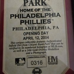 Framed Photo Of The First Game at Citizens Bank Park 