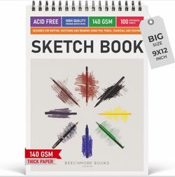 BRAND NEW Set of 9"x12" and 5.6”x8.5” Spiral Bound Sketchbook - 100 Perforated Sheets 140 GSM (95lb)