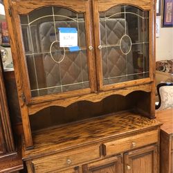 2pc Rose Glass China Cabinet 