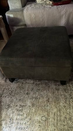 Set of two large storage Ottomans gray faux leather 28 inches