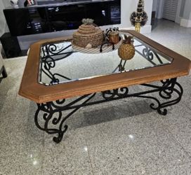 Iron Wood frame And Glass Tables