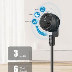 Standing Fans, Quiet Floor Fan, 100ft Pedestal Fans for Room, 6 Speeds, 3 modes