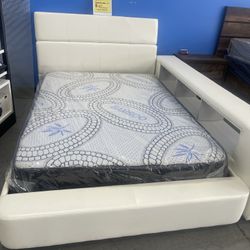 white full size bed with free adjustable bookcase READ POST DESCRIPTION 2 in stock