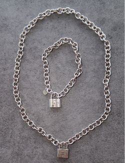 Tiffany & Co. 1837 Padlock Necklace and Bracelet Set, Sterling Silver 925