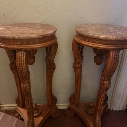 Antique Italian Marble Plant Stands Or Statue Stands.  $200
