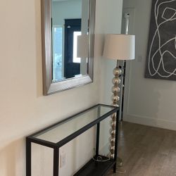 Mirror, Lamp And Entry Way Table