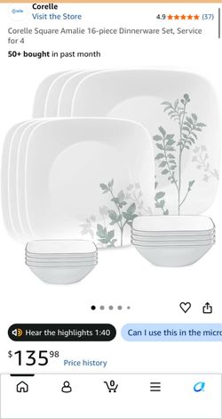 Corelle Square Amalie 16-piece Dinnerware Set, Service for 4