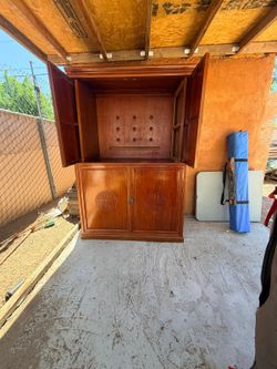 Vintage Asian Style Cabinet / Armoire Solid Wood Statement Piece