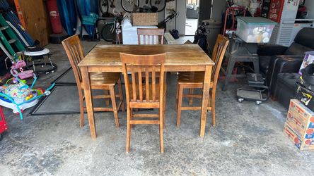 Solid wood dining table with extension leaf