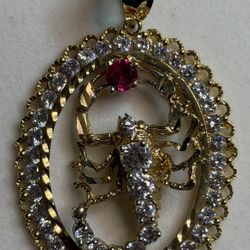 14K Solid Gold Scorpion Pendant – 19.4 Grams with Zirconias & Red Stone