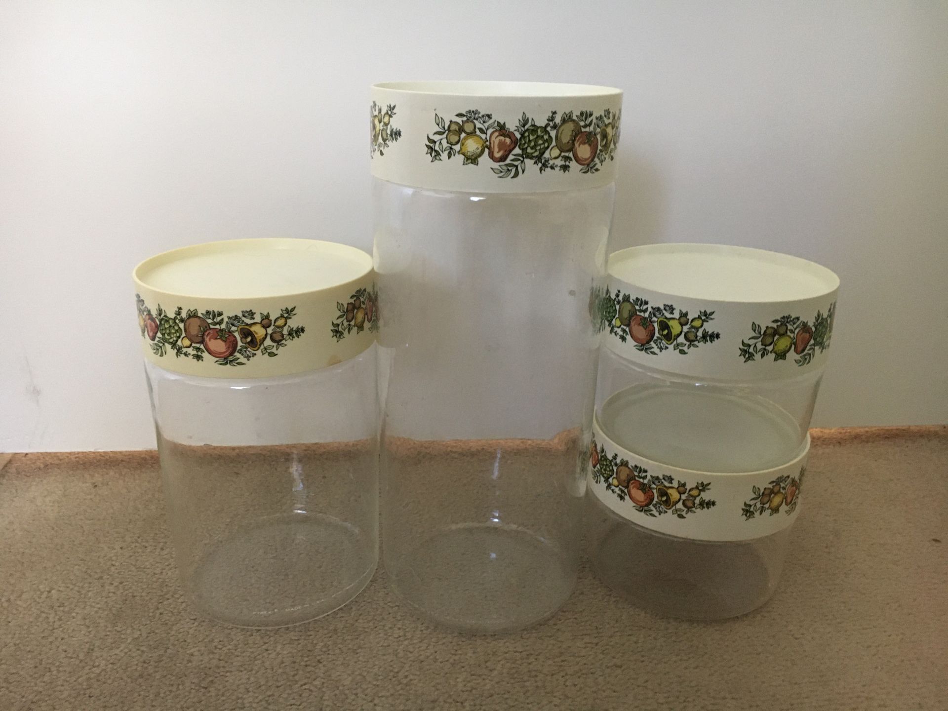 Vintage Pyrex clear glass canisters set Spice Of Life