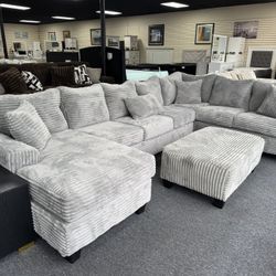 New Large Sectional With Chaise In Gray or Black Color. Delivery & Set Up Available 