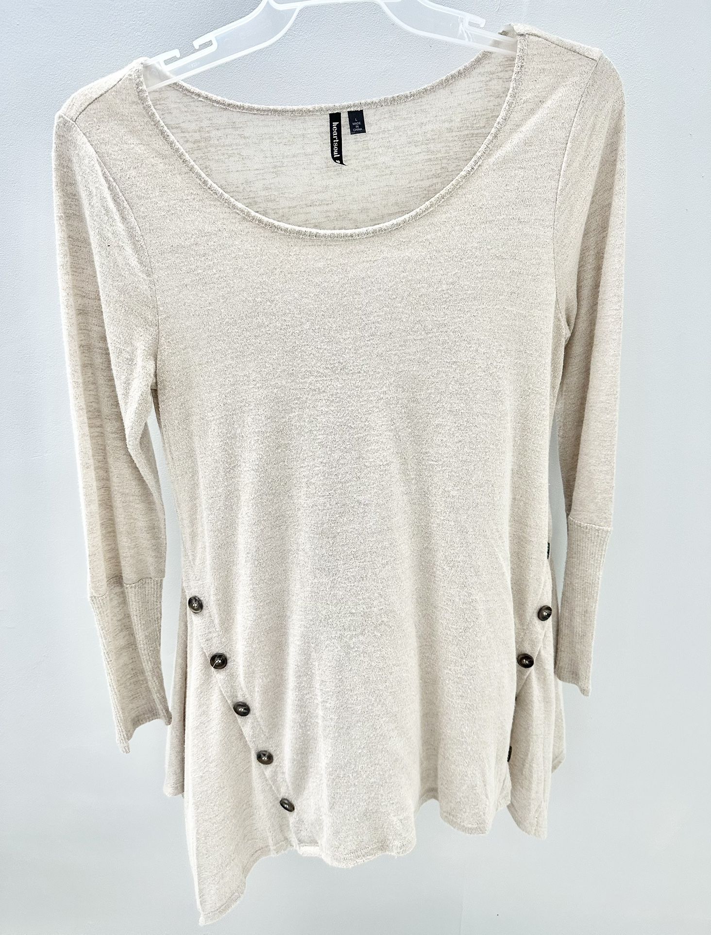 Heart Soul Gray Pullover Long Sleeve Shirt Women’s Size Large