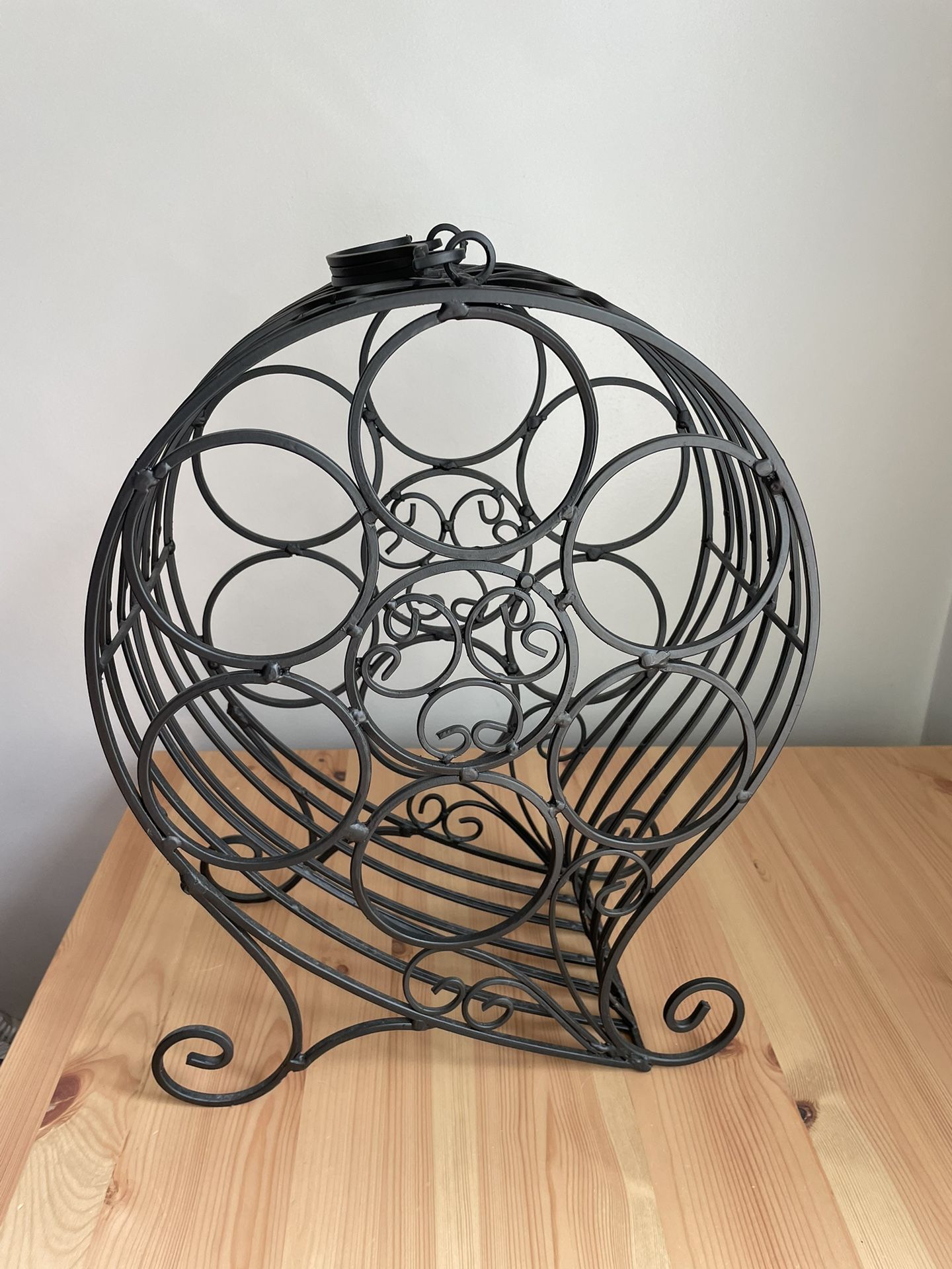 Vintage Style Wrought Iron Wine Rack Farmhouse Home Kitchen Bar Decor