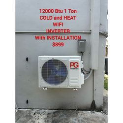 A/C Mini Split 12000 BTU 1 Ton, Cold And Heat Wifi (With INSTALLATION)