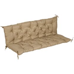 Outsunny 59" x 38" Tufted Bench Cushion for Outdoor Furniture, 3-Seater Replacement for Swing Chair, Patio Sofa/Couch, Khaki