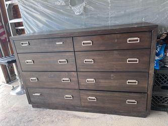 Ashley queen size headboard, bench foot board, with dresser and mirror