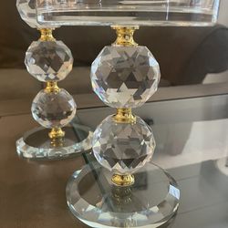 Crystal Candle Pillars Set Of 3