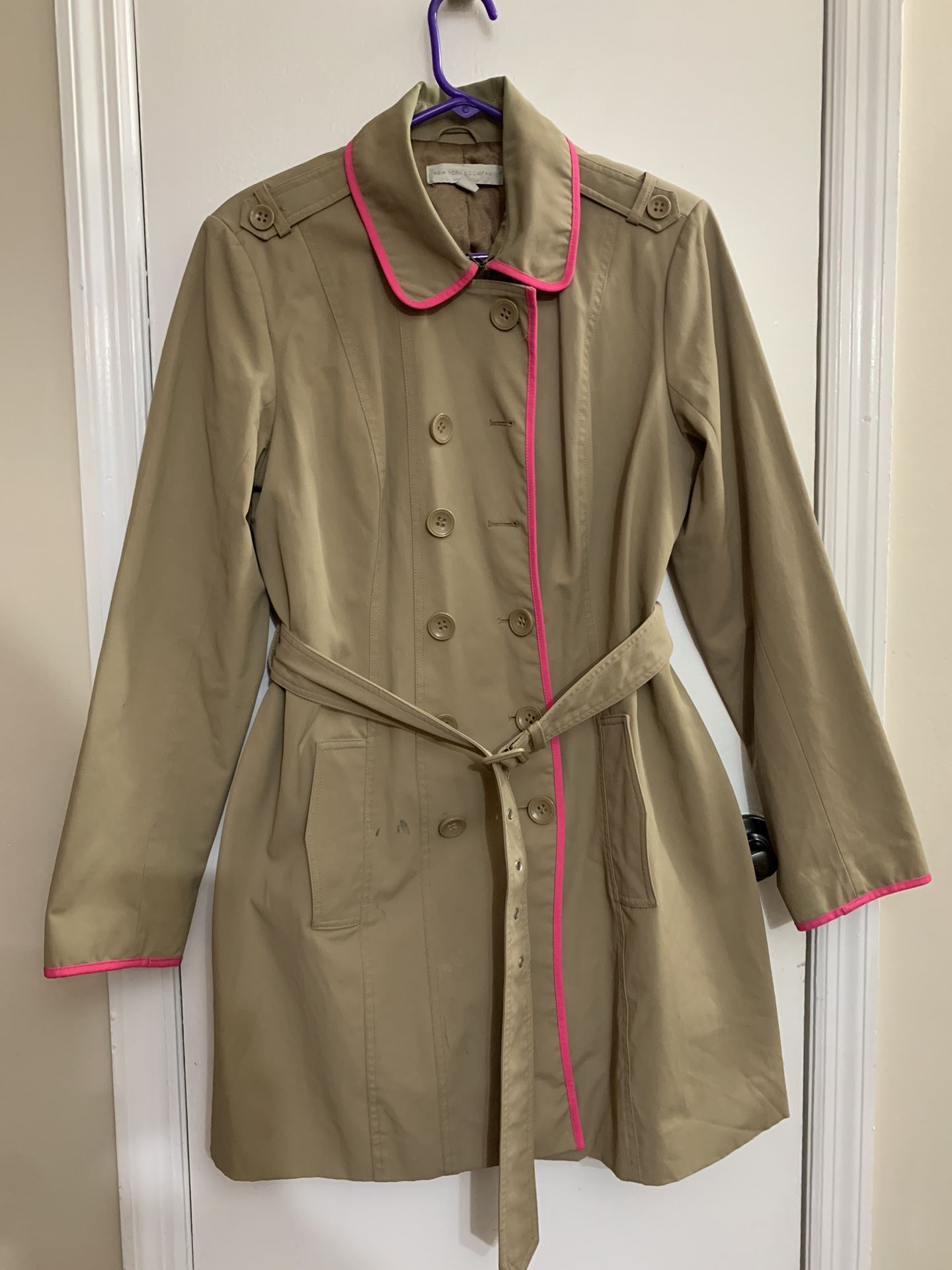 Beige And Pink New York & Company Trench Coat