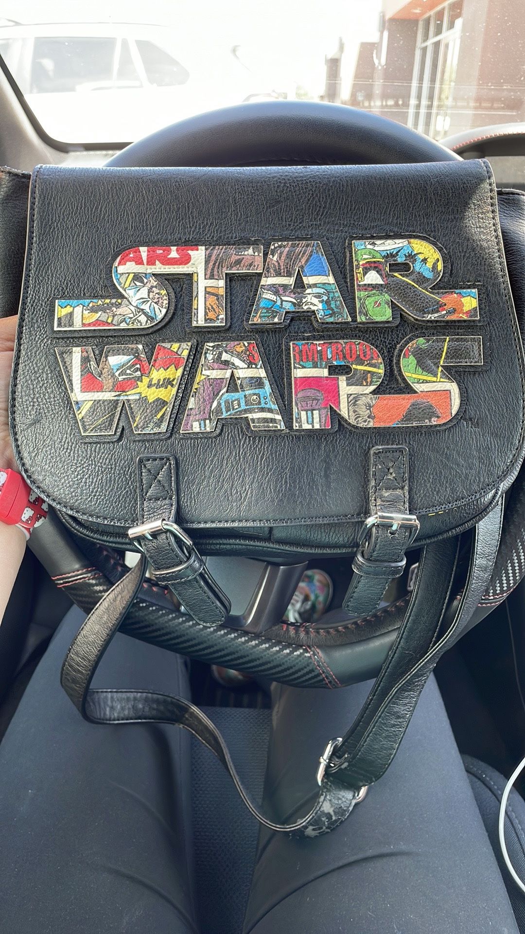 Loungefly Star Wars Comic Logo Faux Black Leather Crossbody Bag w/ Wallet set