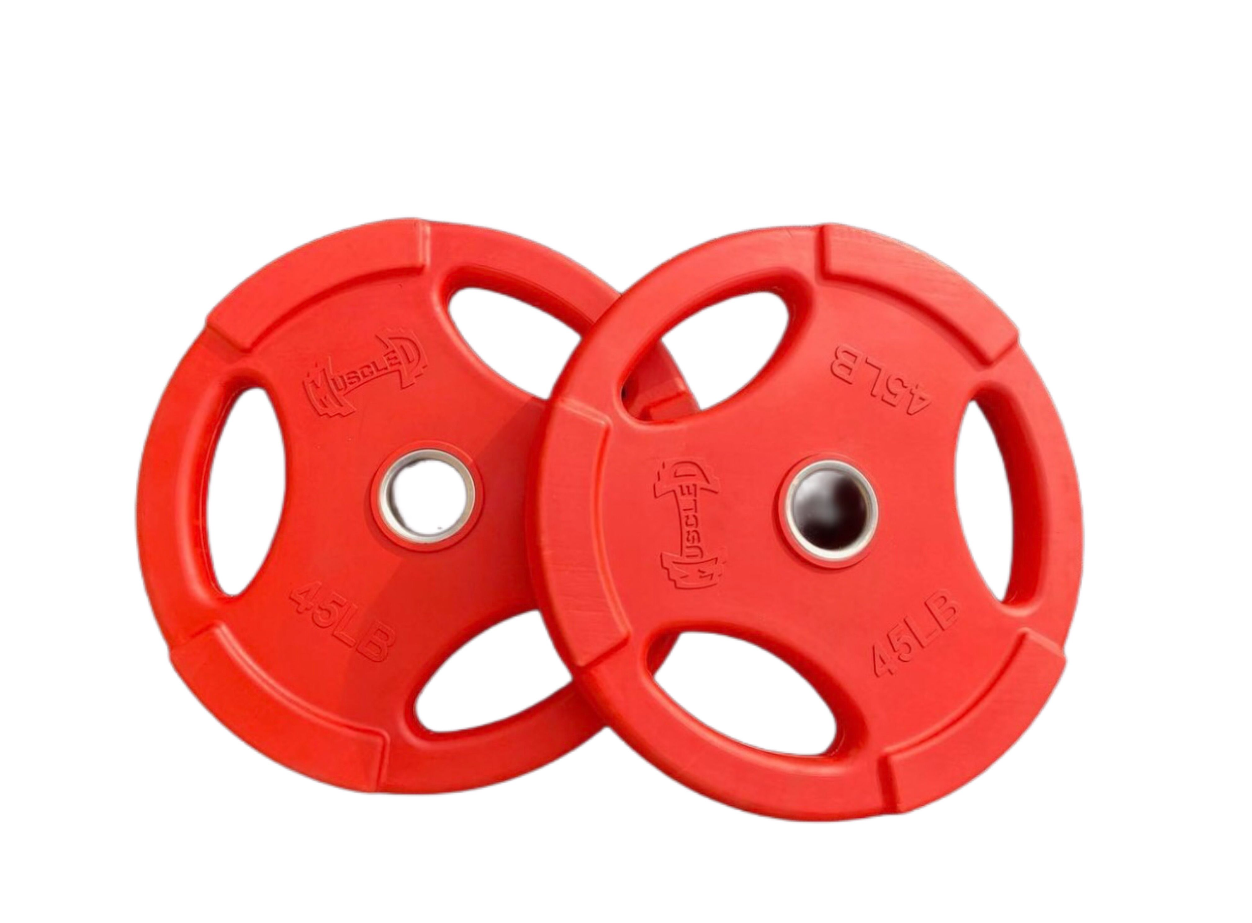 Moneterey Fit-RUBBER COATED COLORED OLYMPIC PLATES: Rubber Plates, per Pair - 240lb set- Full set of weight plates Weights Pairs