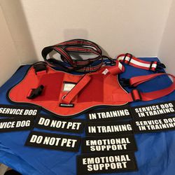 Therapy /Service Dog Harness With Leash & Signs 
