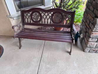 Cast Iron and Wood Outdoor Garden Bench.