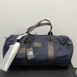 Footjoy Navy Canvas Faux Leather Duffle Bag With Shoulder Strap NEW