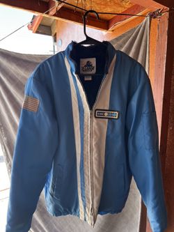 Vintage XLARGE Fleece-Lined Racing Jacket - Blue/White Streetwear