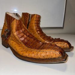 Fennix Italy 3316 Genuine Caiman Hornback Crocodile/ Ostrich (Size 13)